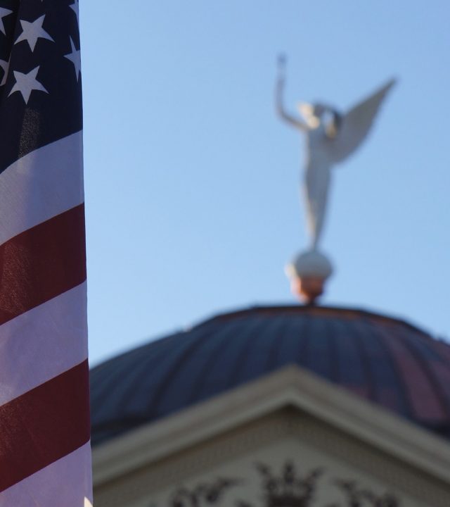 American flag outside the Arizona Capitol building